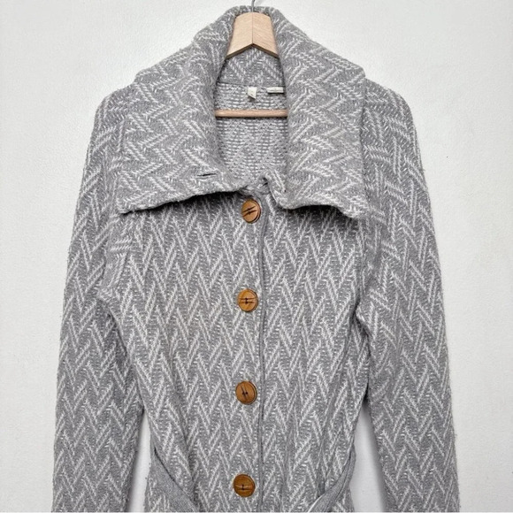 Anthropologie Moth Womens Large Cottage Core Chevron Belted Cardigan - Picture 2 of 12